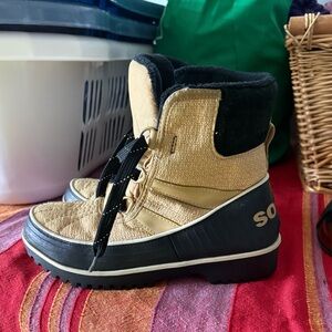 Sorel Beige and Black Snow Boots
